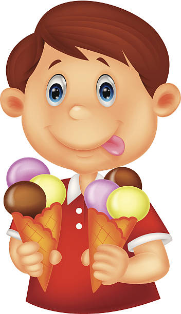 little-boy-with-ice-cream-vector-id504681813